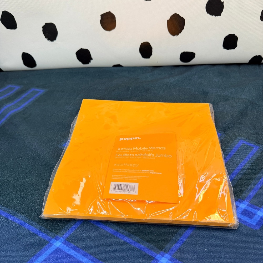 Poppin Jumbo Mobile Memos Neon Orange Sticky Notes Pad 8.5x8.5 100 Sheets NIP